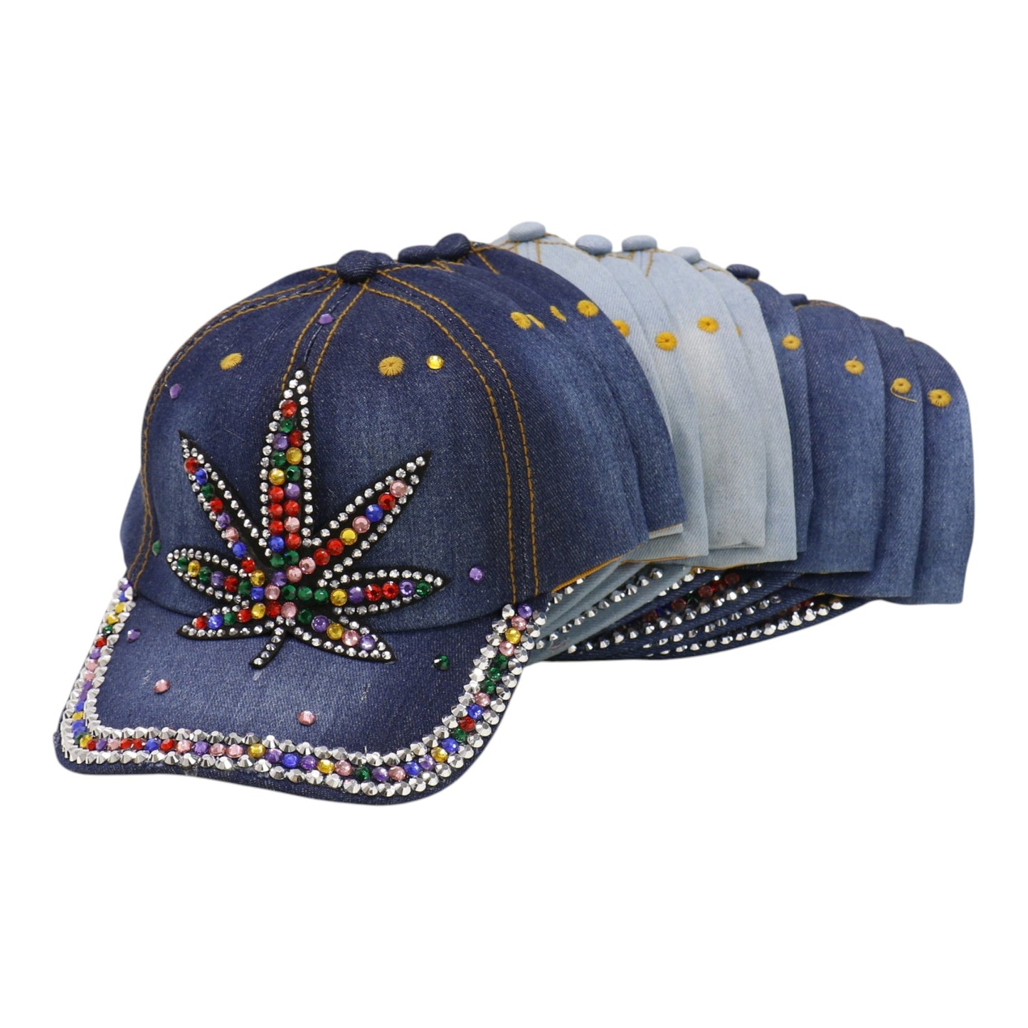 Women's Rhinestone Leaves Studded CAP HA6323-12 (12PC)