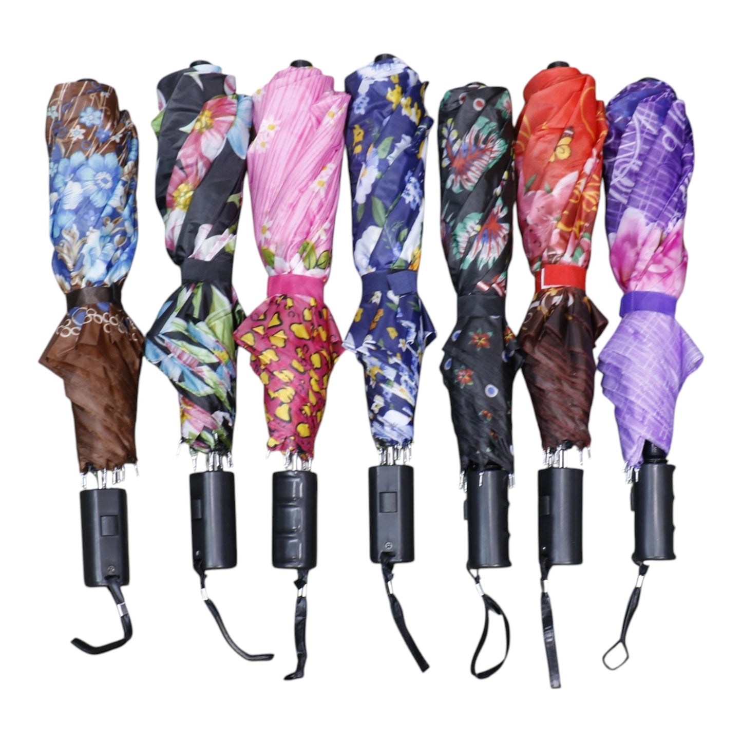 Multicolor Printed Auto 2 Fold Umbrella for Women & Men UM5116 (12pc)