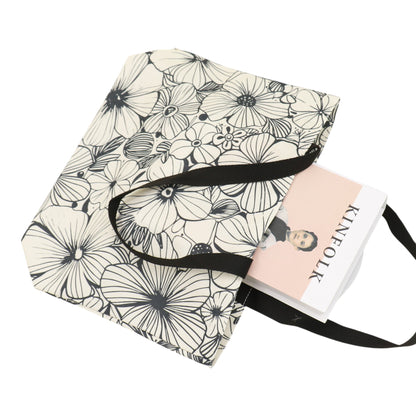 White and Navy Painterly Artistic Tote Bag JB6114-7 (12PC)