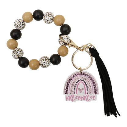 Multi Color Beaded Keychain Bracelet With Tassel JK6226-1 (12PC)