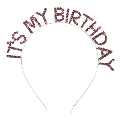 Iron Alloy Rhinestone It's My Birthday Head Band HB091 (12pc)
