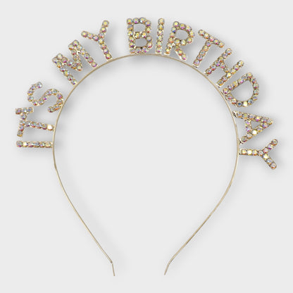 Iron Alloy Rhinestone It's My Birthday Head Band HB091 (12pc)