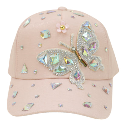 Bling Rhinestone Butterfly Baseball Cap HA6323-37.  (12PC)
