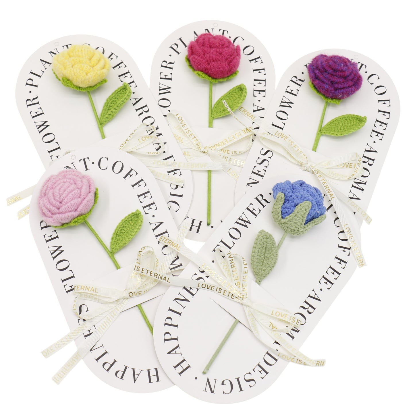 Handmade Crochet Roses Colorful Artificial Knit Flower SS51124-19 (12PC)