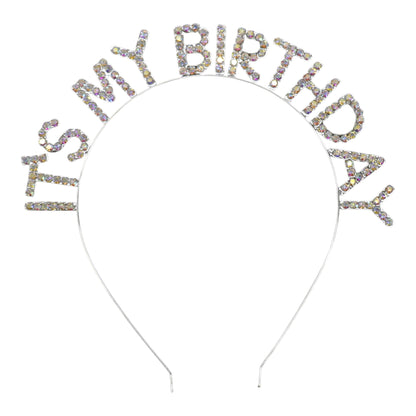 Iron Alloy Rhinestone It's My Birthday Head Band HB091 (12pc)