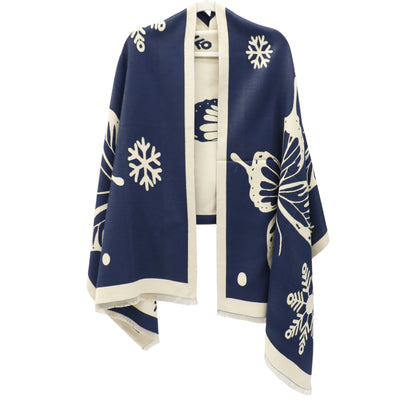 Cashmere Feel Winter Reversible Butterfly Snowflake patten Scarves SCF4902-2 (12PC)