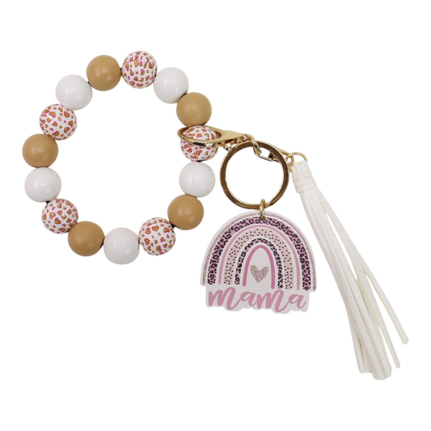 Multi Color Beaded Keychain Bracelet With Tassel JK6226-1 (12PC)