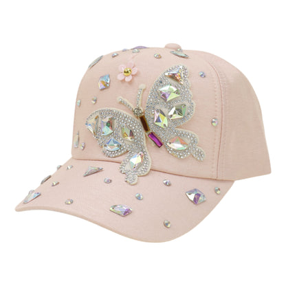 Bling Rhinestone Butterfly Baseball Cap HA6323-37.  (12PC)