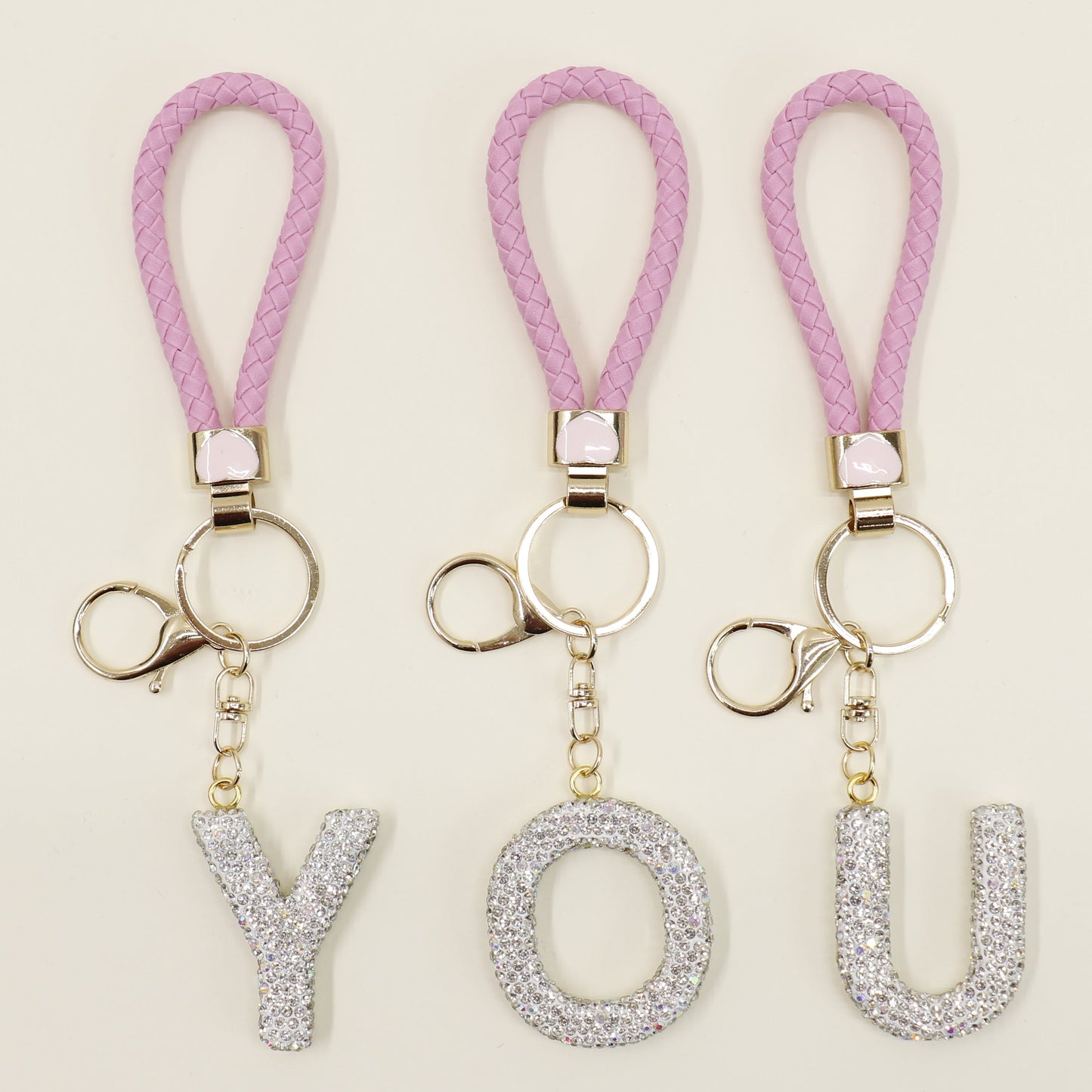 Rhinestone Alphabet Initial Letter Key Chain SS51011-40 (12PC)