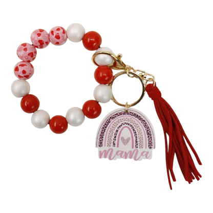 Multi Color Beaded Keychain Bracelet With Tassel JK6226-1 (12PC)