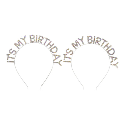 Iron Alloy Rhinestone It's My Birthday Head Band HB091 (12pc)