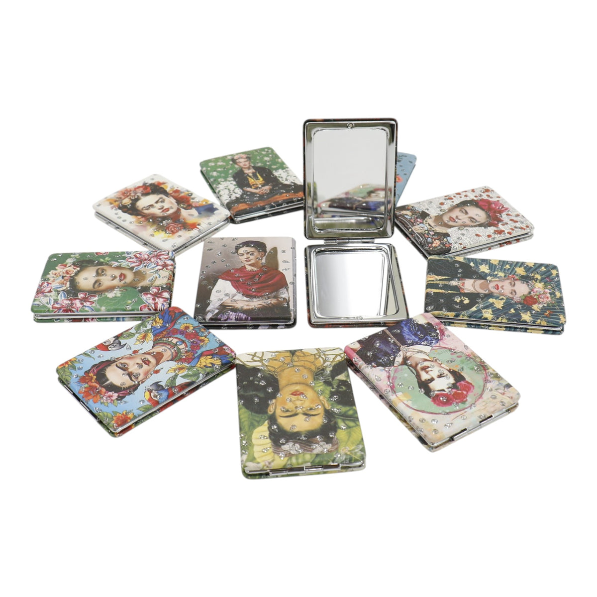 Frida Kahlo Rectangular Glitter Compact Makeup Mirror JM6423-10 (12PC)