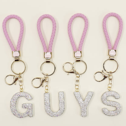 Rhinestone Alphabet Initial Letter Key Chain SS51011-40 (12PC)