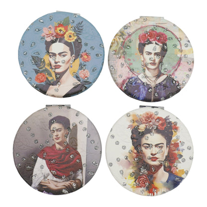 Frida Kahlo Glitter Circular Compact Makeup Mirror JM6423-29 (12PC)