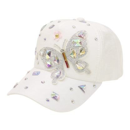 Bling Rhinestone Butterfly Baseball Cap HA6323-37.  (12PC)