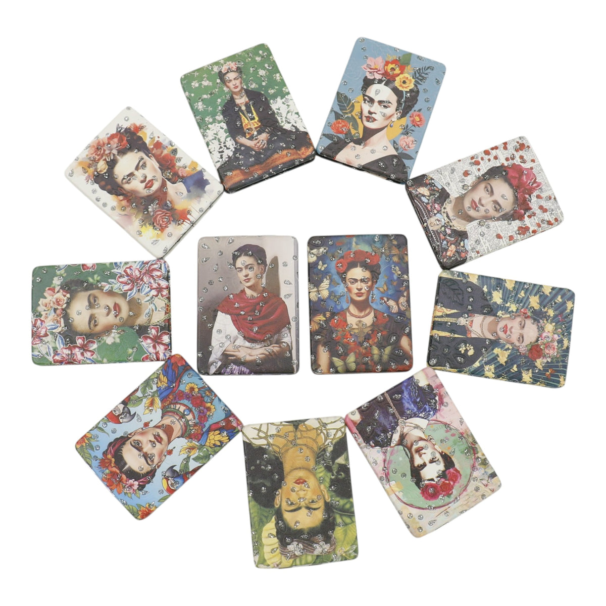 Frida Kahlo Rectangular Glitter Compact Makeup Mirror JM6423-10 (12PC)