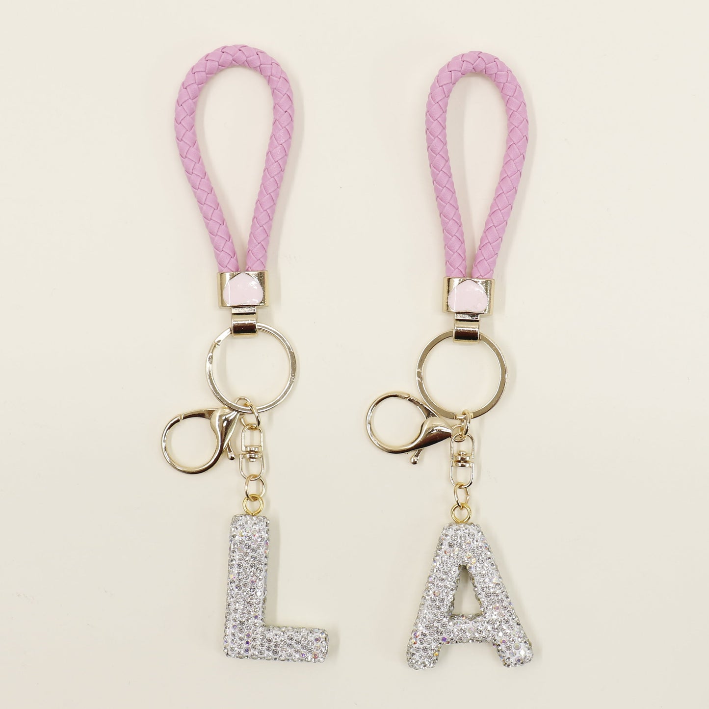 Rhinestone Alphabet Initial Letter Key Chain SS51011-40 (12PC)