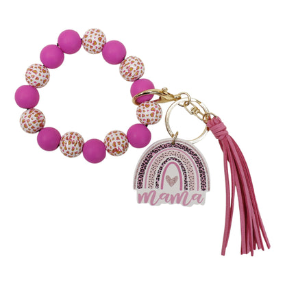Multi Color Beaded Keychain Bracelet With Tassel JK6226-1 (12PC)