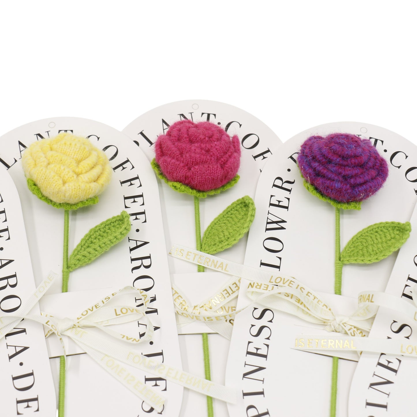 Handmade Crochet Roses Colorful Artificial Knit Flower SS51124-19 (12PC)