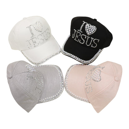 Bling Rhinestone I Love Jesus Cap HA6323-10 (12PC)