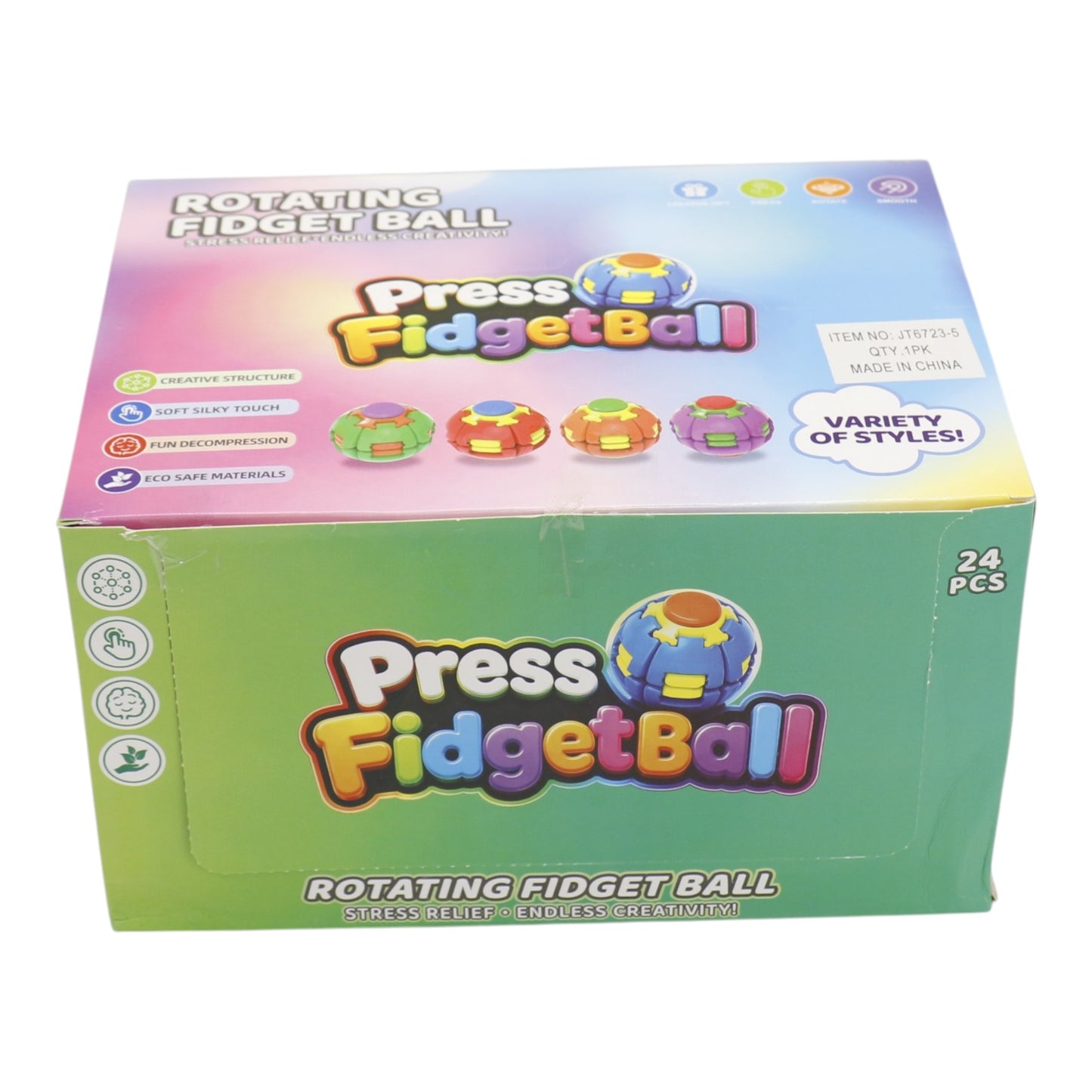 Press to Spin Fidget Spinner HelixCore Rotating Stress Ball Fidget Toy JT6723-5 (24PC)