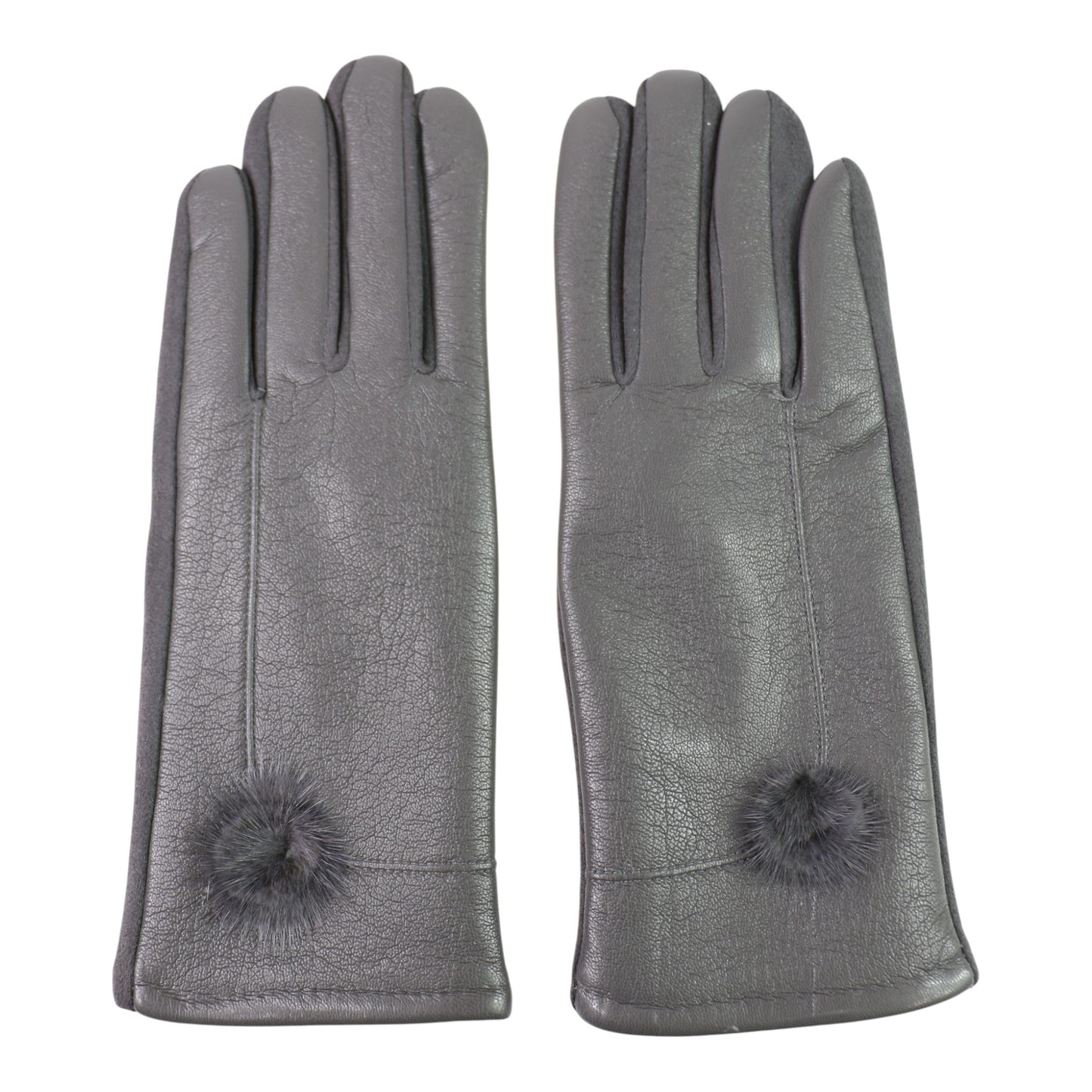 Women's Faux Leather Pom Pom Gloves GL178. (12PAIR)
