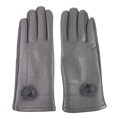 Women's Faux Leather Pom Pom Gloves GL178. (12PAIR)