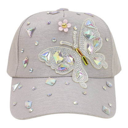 Bling Rhinestone Butterfly Baseball Cap HA6323-37.  (12PC)