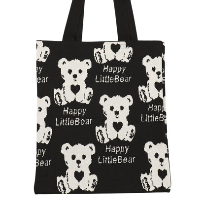 Cute Bear Pattern Knitted Tote Shoulder Bag JB6113-1 (12PC)