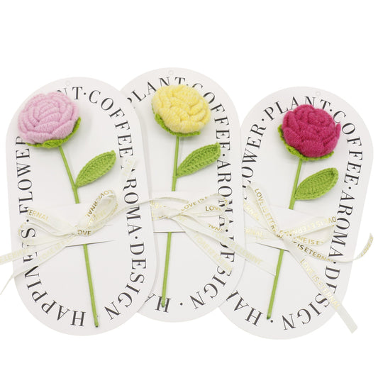 Handmade Crochet Roses Colorful Artificial Knit Flower SS51124-19 (12PC)