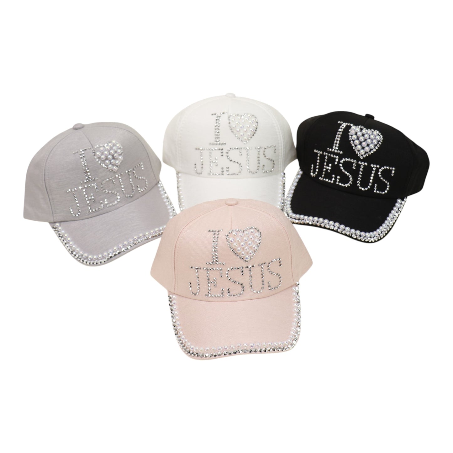 Bling Rhinestone I Love Jesus Cap HA6323-10 (12PC)