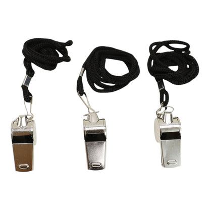 Stainless Steel Metal Referee Whistle With Lanyard JM6122-1 (12PC)
