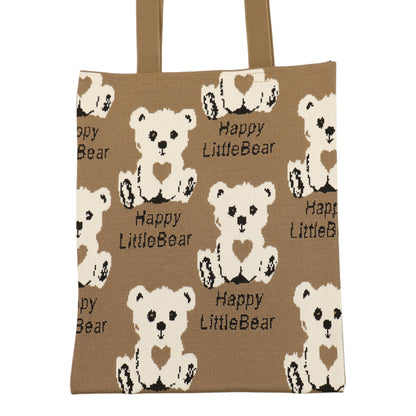 Cute Bear Pattern Knitted Tote Shoulder Bag JB6113-1 (12PC)