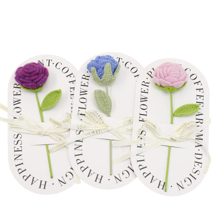 Handmade Crochet Roses Colorful Artificial Knit Flower SS51124-19 (12PC)