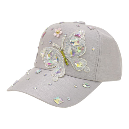 Bling Rhinestone Butterfly Baseball Cap HA6323-37.  (12PC)