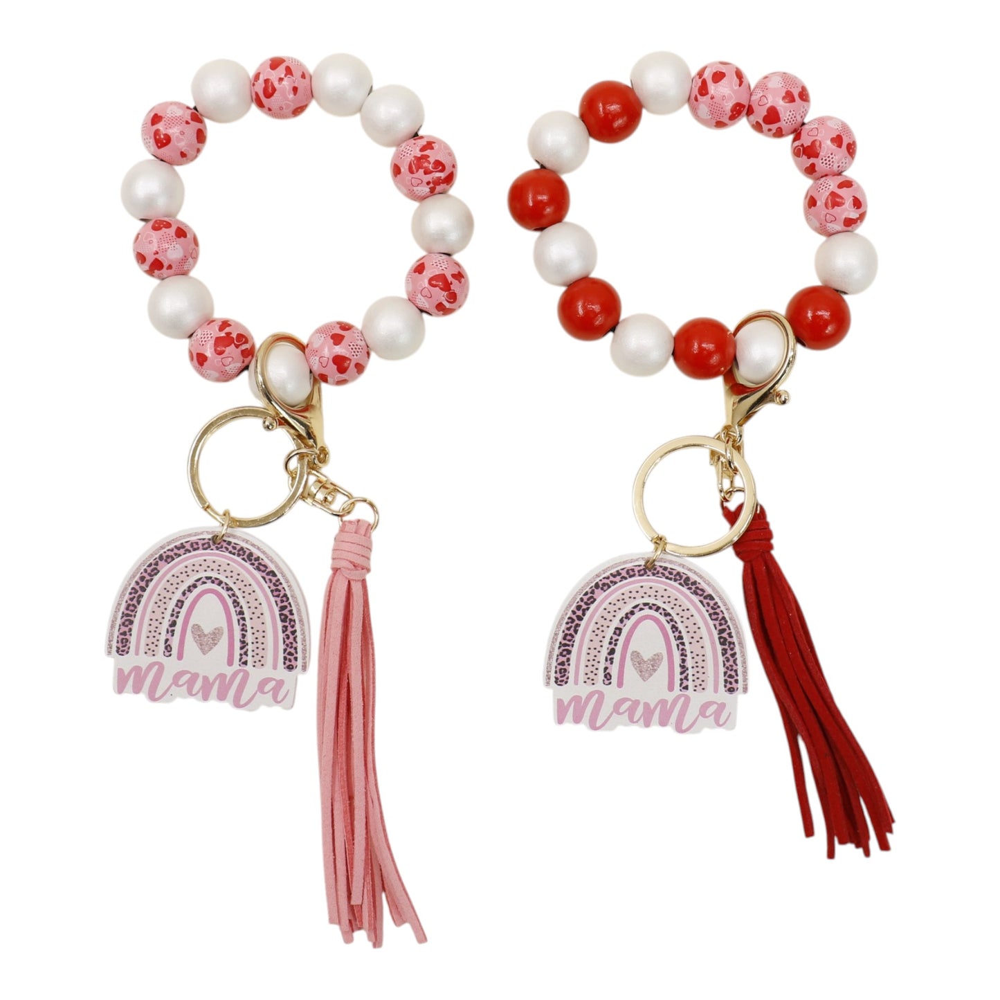 Multi Color Beaded Keychain Bracelet With Tassel JK6226-1 (12PC)