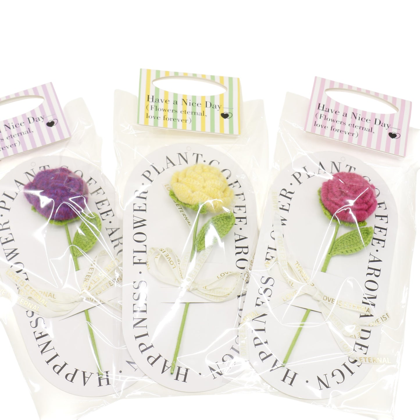 Handmade Crochet Roses Colorful Artificial Knit Flower SS51124-19 (12PC)