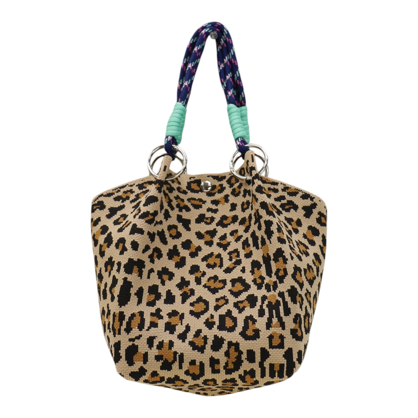 leopard Pattern Cord Strap Knitted Tote Bag SS51116-47(12PC)