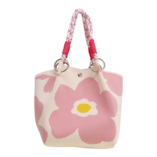 Flower Pattern Women's Knitted Bucket Bag SS51116-23 (3PC)