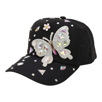 Bling Rhinestone Butterfly Baseball Cap HA6323-37.  (12PC)