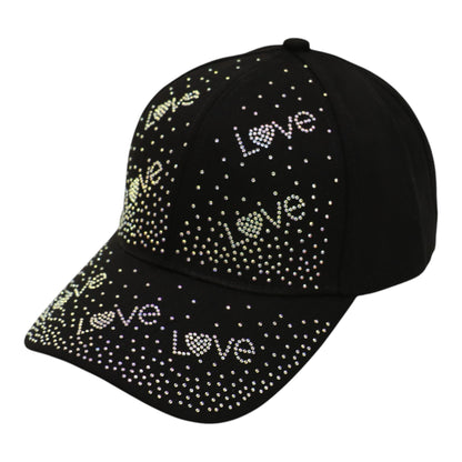 Women's LOVE Rhinestone Studded CAP HA6323-34 (12PC)