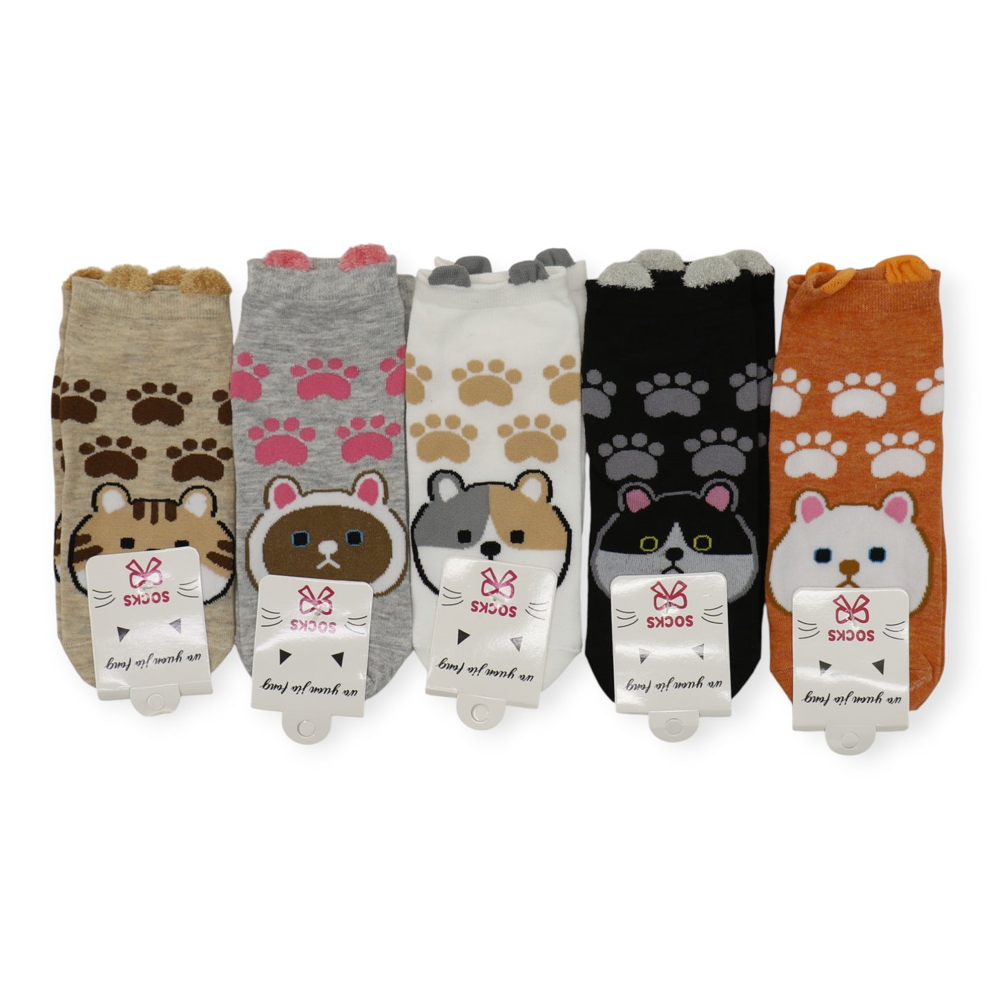 Women's Cute Cat Paw Cartoon Socks SS3517-3. (12PC)