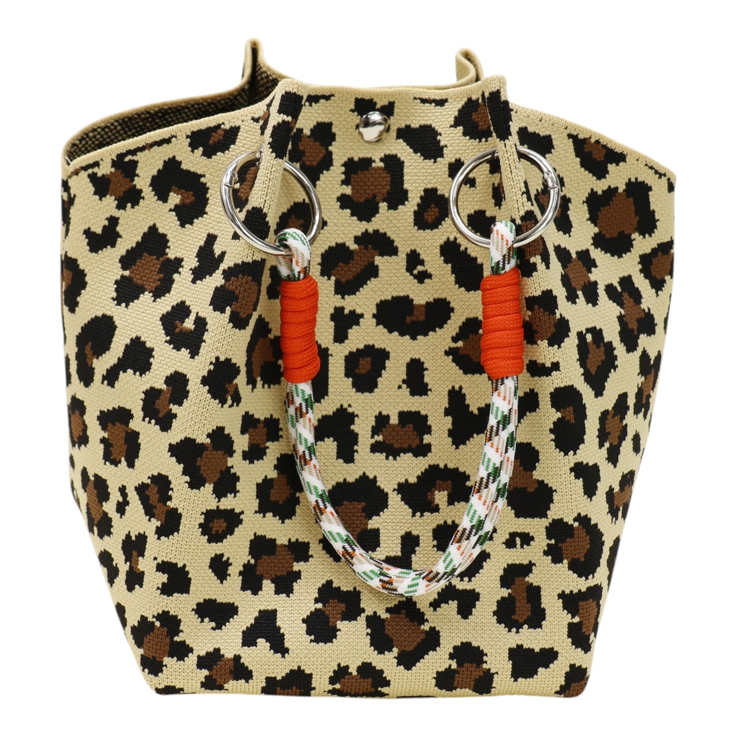 leopard Pattern Cord Strap Knitted Tote Bag SS51116-47(12PC)