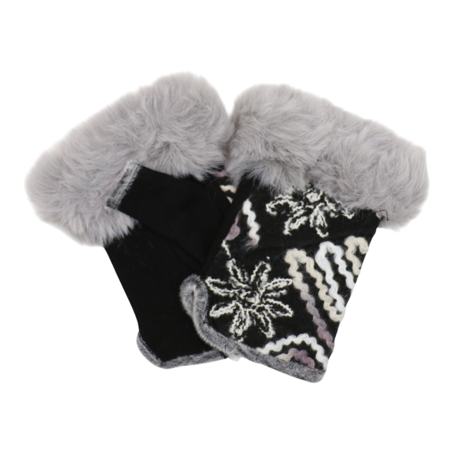 Women's Fingerless Faux Fur Flower Pattern Gloves GL187 (12PAIR)