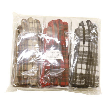 Women's Plaid Gloves Touch Screen Gloves  GL6830-9 (12PAIR)