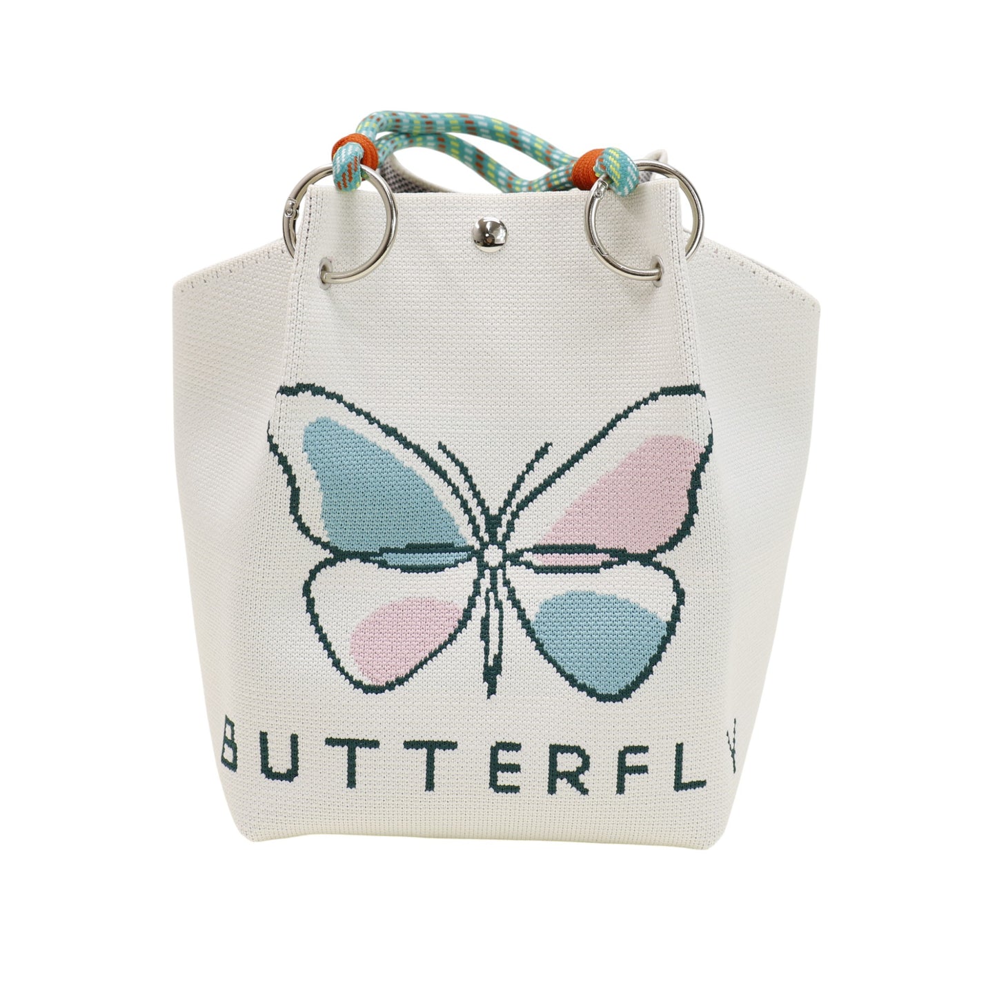 Butterfly Pattern Cord Strap Knitted Tote  Bag SS51118-1. (12PC)