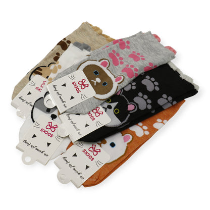 Women's Cute Cat Paw Cartoon Socks SS3517-3. (12PC)