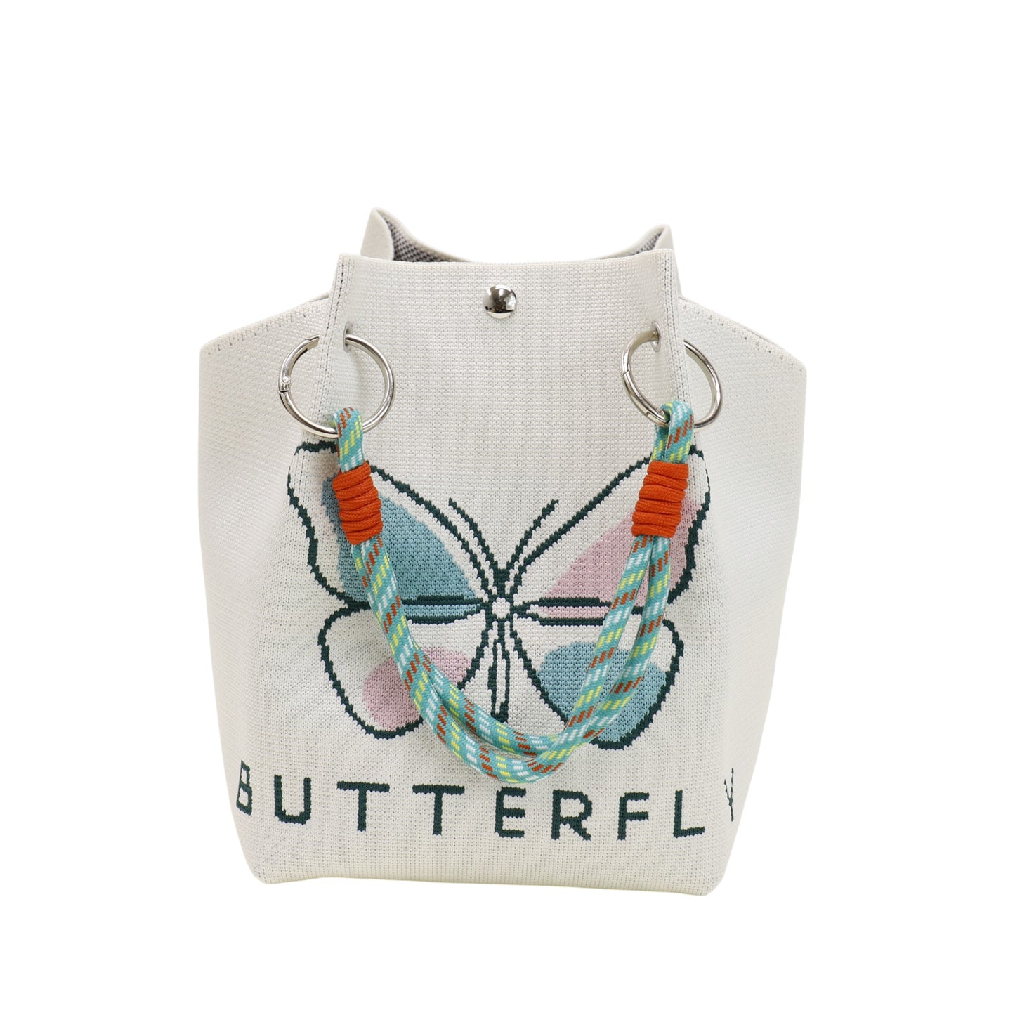 Butterfly Pattern Cord Strap Knitted Tote  Bag SS51118-1. (12PC)