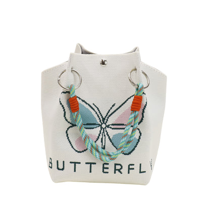 Butterfly Pattern Cord Strap Knitted Tote  Bag SS51118-1. (12PC)