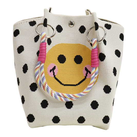 Smiley Face Pattern Knitted Tote Bag SS51118-38..(3PC)